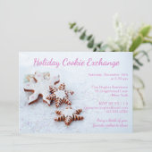 Gingerbrot Snowflake Holiday Cookie Exchange Einladung (Stehend Vorderseite)