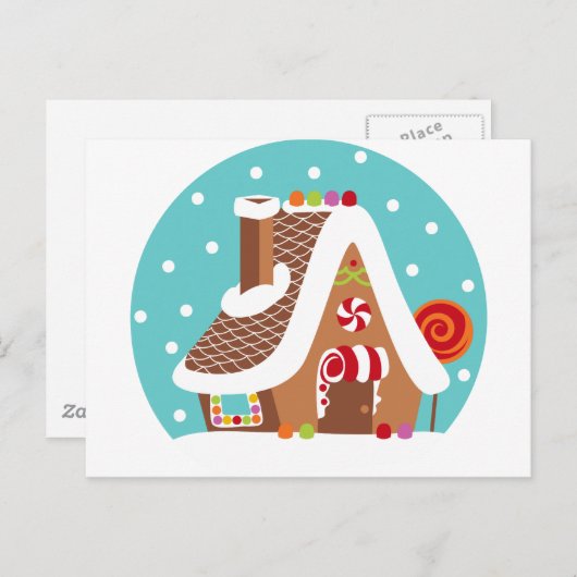 Gingerbrot Snowglobe Postkarte (Vorne/Hinten)