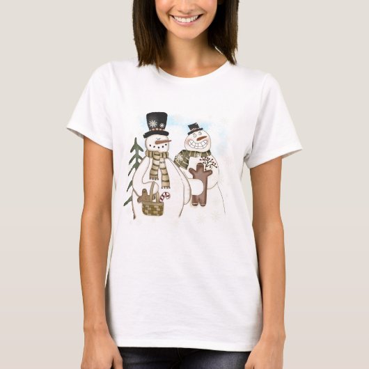 Gingerbrot Snowmen Winterurlaub T-Shirt (Vorderseite)