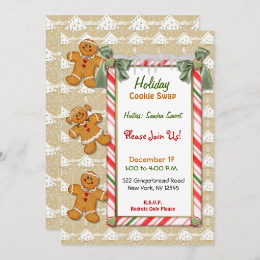 Gingerbrot Spaß Cookie Exchange Einladung (Vorne/Hinten)
