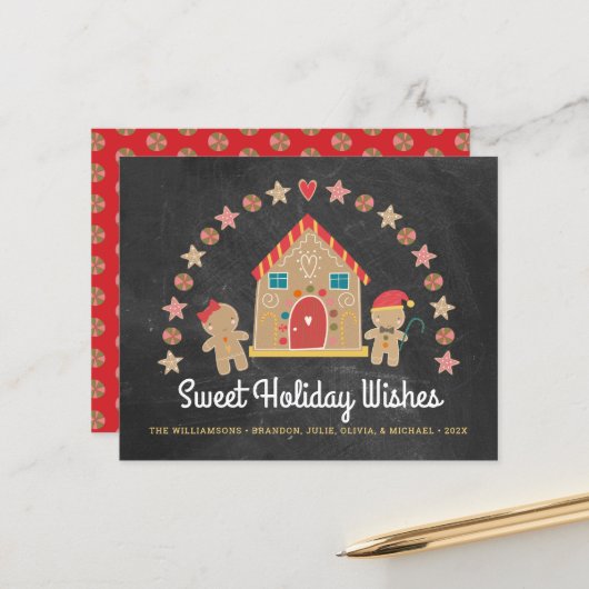 Gingerbrot Sweet Holiday wünscht Chalk Card (Vorderseite/Rückseite Beispiel)