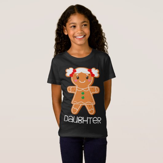 Gingerbrot Tochter Weihnachten Matching Pajamas Fa T-Shirt (Vorne ganz)
