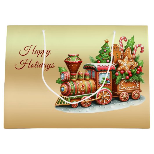 Gingerbrot Train Holiday Geschenktasche Große Geschenktüte (Vorderseite)