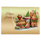 Gingerbrot Train Holiday Geschenktasche Große Geschenktüte (Rückseite)