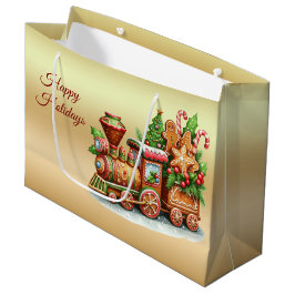 Gingerbrot Train Holiday Geschenktasche Große Geschenktüte