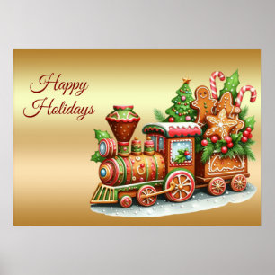 Gingerbrot Train Holiday Poster