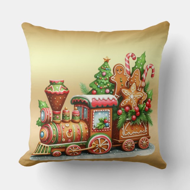 Gingerbrot-Train Holiday Throw Kissen (Vorderseite)