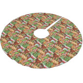Gingerbrot Train Holiday Tree Skirt Polyester Weihnachtsbaumdecke (Schrägansicht)