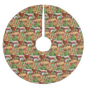 Gingerbrot Train Holiday Tree Skirt Polyester Weihnachtsbaumdecke (Vorderseite)