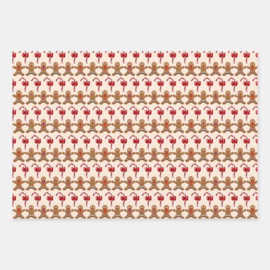 Gingerbrot und Candy Cane Weihnachtsmuster Geschenkpapier Set (Vorderseite 3)