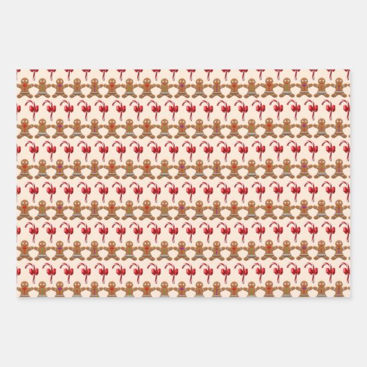 Gingerbrot und Candy Cane Weihnachtsmuster Geschenkpapier Set (Vorderseite 2)