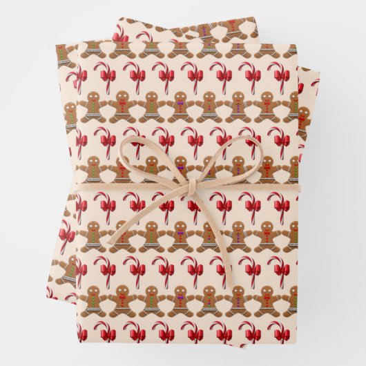 Gingerbrot und Candy Cane Weihnachtsmuster Geschenkpapier Set (Beispiel)