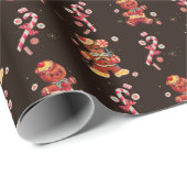 Gingerbrot und Candy Canes Weihnachtsbuch Geschenkpapier (Rolleneckpunkt)