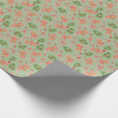 Gingerbrot und Holly Branches GREEN Wrapping Pape Geschenkpapier (Ecke)