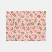 Gingerbrot und Holly Branches KLEINEN PINK-Decken Fleecedecke (Vorderseite (Horizontal))