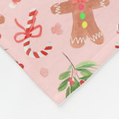 Gingerbrot und Holly Branches KLEINEN PINK-Decken Fleecedecke (Ecke)