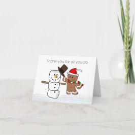 Gingerbrot und Marshmallow Schneemann Vielen Dank Karte