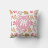 Gingerbrot und Sugarplum Pink Monogram Muster Kissen (Rückseite)