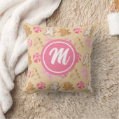 Gingerbrot und Sugarplum Pink Monogram Muster Kissen (Decke)