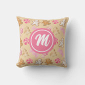 Gingerbrot und Sugarplum Pink Monogram Muster Kissen (Vorderseite)