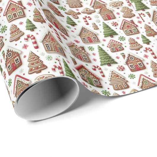 Gingerbrot und Whimsikale Bäume Geschenkpapier (Rolleneckpunkt)