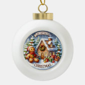 Gingerbrot Village Charm Festliche Weihnachtsmauer Keramik Kugel-Ornament (Vorderseite)