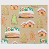 Gingerbrot Village Holiday Pattern Geschenkpapier (Flach)