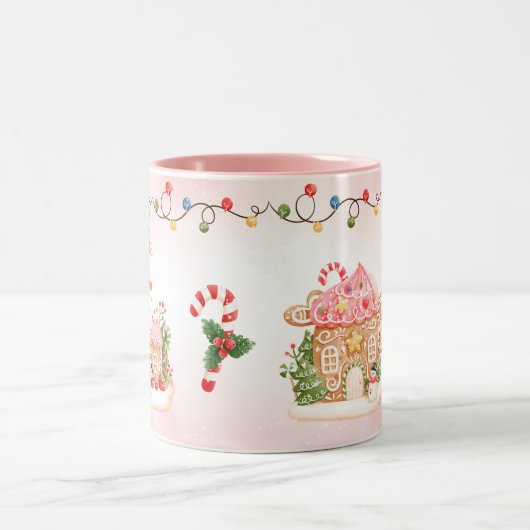 Gingerbrot Weihnachten im Hause Personalisiert Zweifarbige Tasse (Mittel)