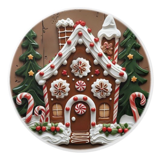 Gingerbrot Weihnachten Keramikknauf (Vorderseite)