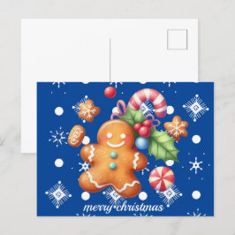 Gingerbrot Weihnachten Peppermint Blauer Namenssch Postkarte