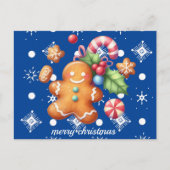 Gingerbrot Weihnachten Peppermint Blauer Namenssch Postkarte (Vorderseite)