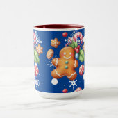 Gingerbrot Weihnachten Peppermint Blauer Namenssch Tasse (Zentrum)
