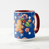 Gingerbrot Weihnachten Peppermint Blauer Namenssch Tasse (VorderseiteRechts)