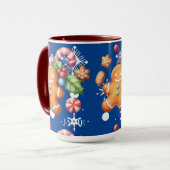 Gingerbrot Weihnachten Peppermint Blauer Namenssch Tasse (Vorderseite Links)