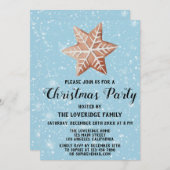 Gingerbrot Weihnachten Weihnachten Party Star Blue Einladung (Vorne/Hinten)