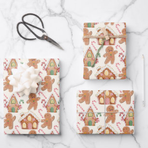 Gingerbrot Weihnachten Winterurlaubssaison Geschenkpapier Set