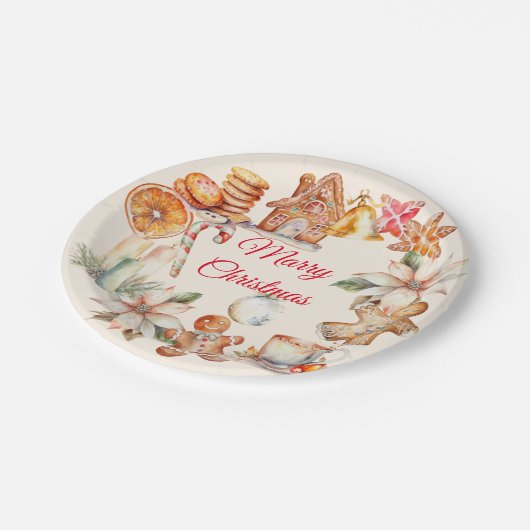 Gingerbrot Weihnachtsabend Party Pappteller (Schrägansicht)