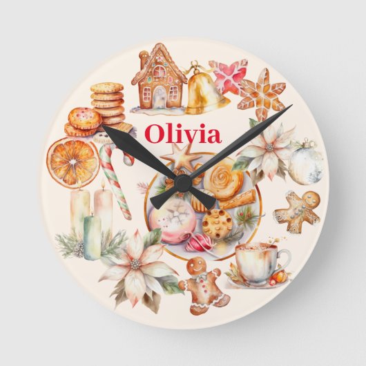 Gingerbrot Weihnachtsabend Party Runde Wanduhr (Vorderseite)