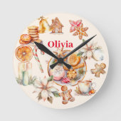 Gingerbrot Weihnachtsabend Party Runde Wanduhr (Vorderseite)