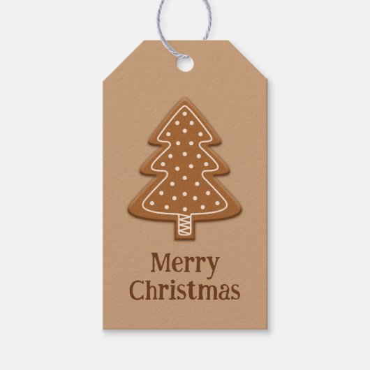 Gingerbrot Weihnachtsbaum Form Cookie mit Text Geschenkanhänger (Vorderseite)