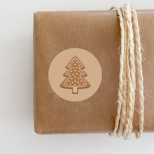 Gingerbrot Weihnachtsbaum Form Cookie Runder Aufkleber