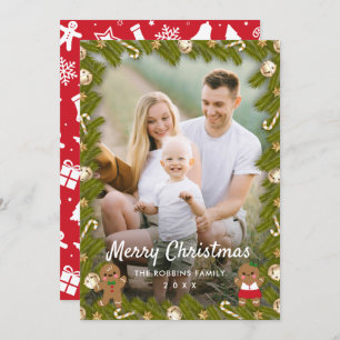 Gingerbrot Weihnachtsdekor Foto Rahmen Feiertagskarte