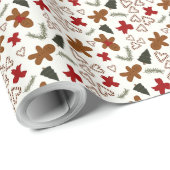 Gingerbrot Weihnachtsfeiertag Candy Cane Gift Wrap Geschenkpapier (Rolleneckpunkt)