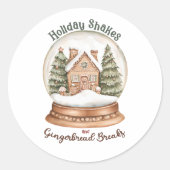 Gingerbrot Weihnachtsfeiertag im Haus Snow Globe Runder Aufkleber (Vorderseite)
