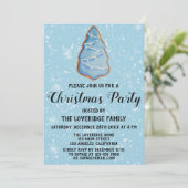 Gingerbrot Weihnachtsfeiertag Party Blaue Bäume Sc Einladung (Stehend Vorderseite)