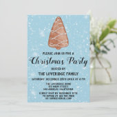 Gingerbrot Weihnachtsfeiertag Party Tree Blauer Sc Einladung (Stehend Vorderseite)