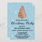 Gingerbrot Weihnachtsfeiertag Party Tree Blauer Sc Einladung (Vorne/Hinten)