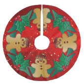 Gingerbrot Weihnachtsfeiertag Polyester Weihnachtsbaumdecke (Vorderseite)