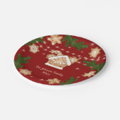 Gingerbrot Weihnachtsfeiertag Rotes Grün Pappteller (Schrägansicht)