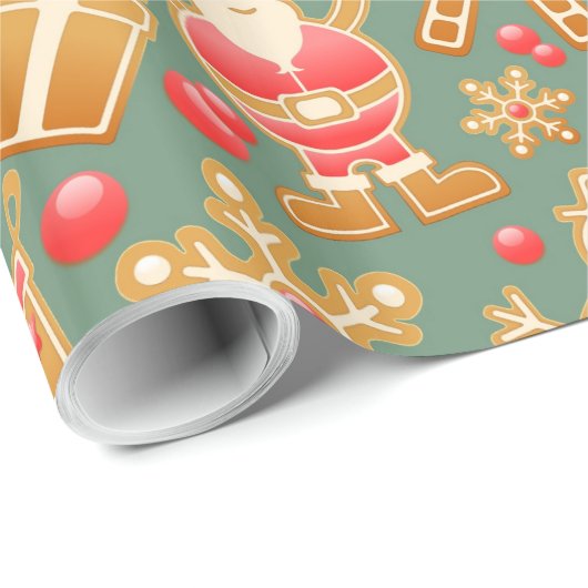 Gingerbrot Weihnachtsgeschenk Wrap Personalisiert Geschenkpapier (Rolleneckpunkt)